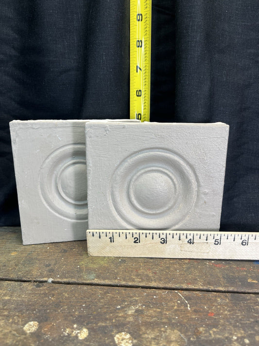 Antique Vintage Pair Of Tan Bullseye Plynth Blocks Architectural