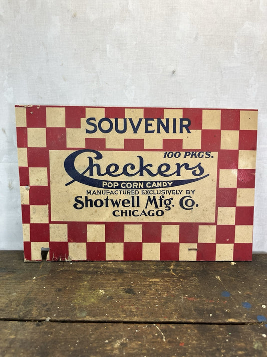 Vintage Souvenir Checkers Popcorn Candy Box Top Collectible 