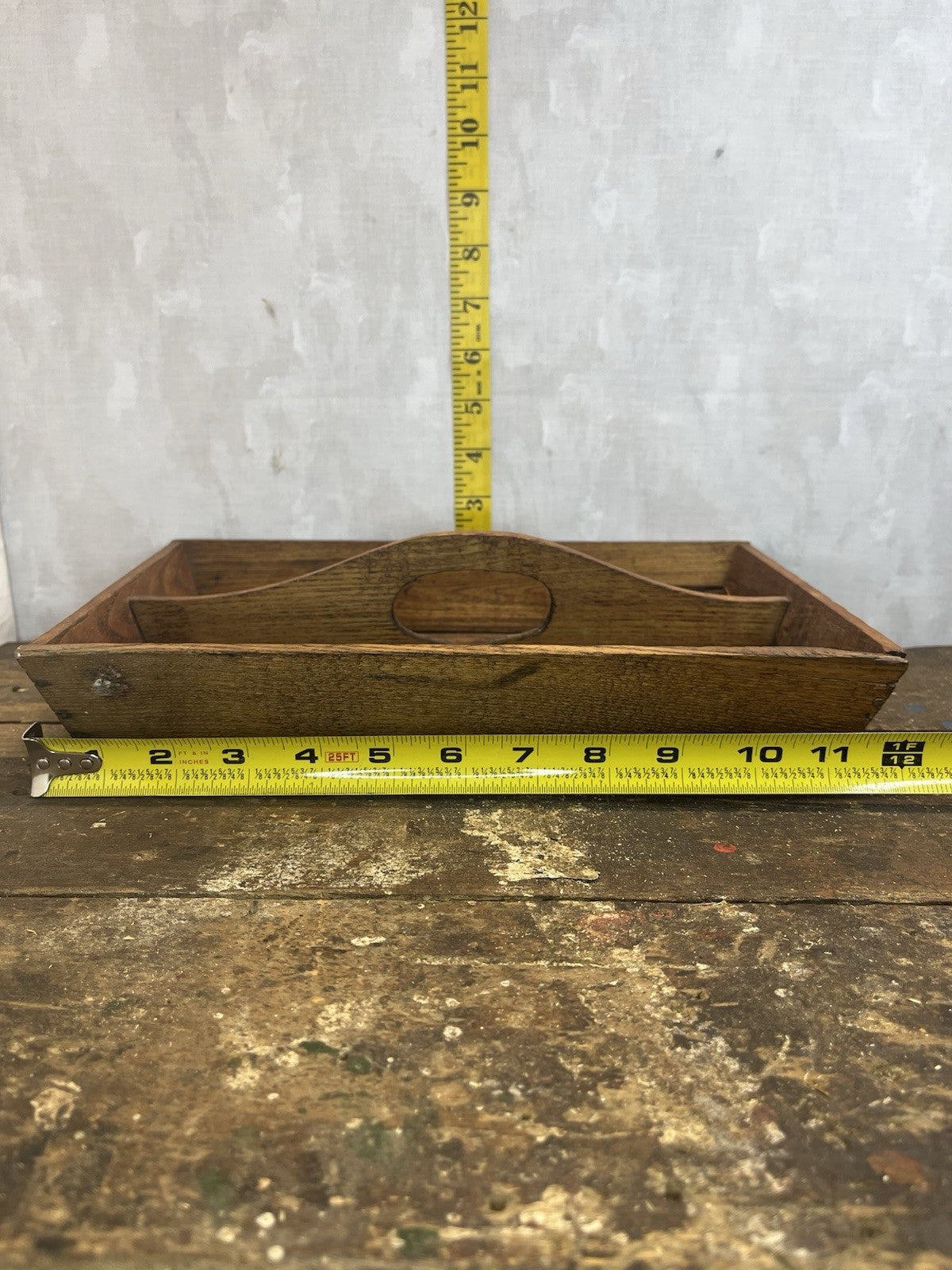 Antique Vintage Tapered Wood  Caddy With Handle