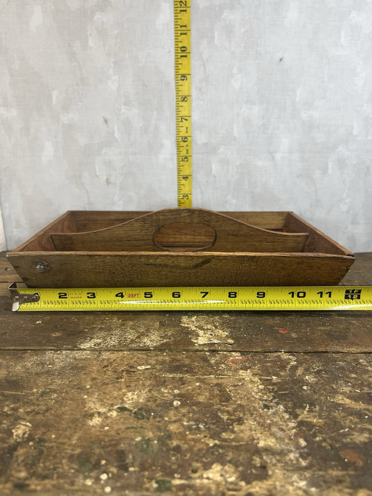 Antique Vintage Tapered Wood  Caddy With Handle