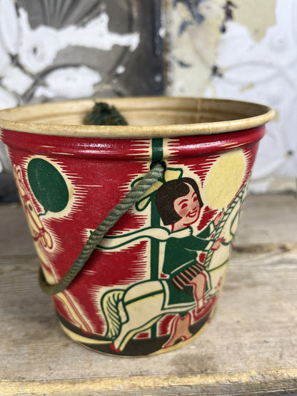 Vintage Waxed Cardboard Wolverine Supply Child’s Bucket Collectible 