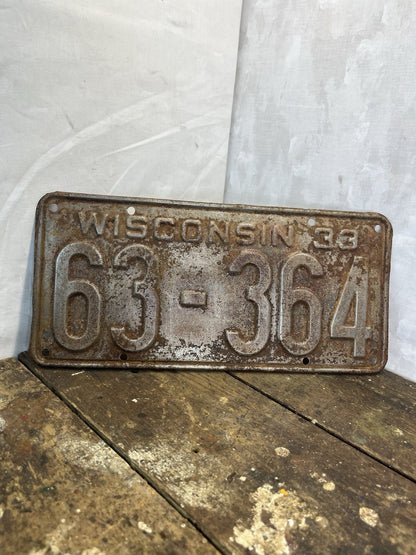 Vintage Collectible Mancave Wisconsin 1933 Pair Of  Vehicle Plates #1230
