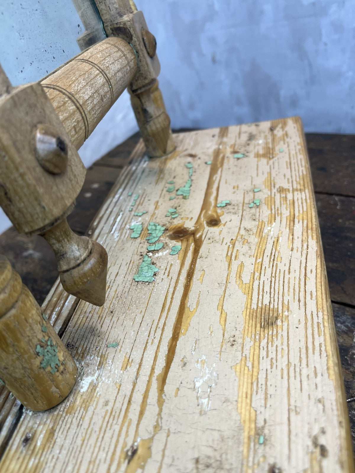 Primitive Antique Distressed Green Vanity Farm Home Decor