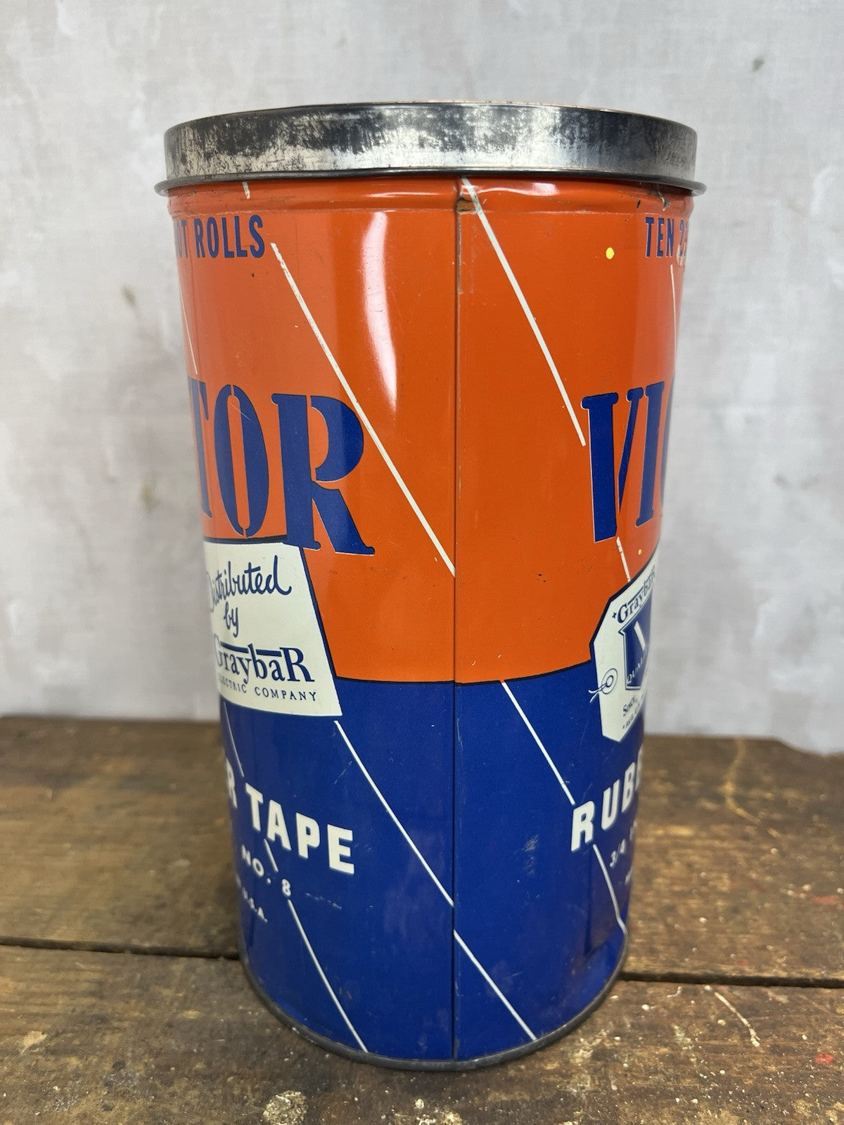 Vintage Collectible Mancave Victor Rubber Tape Tin
