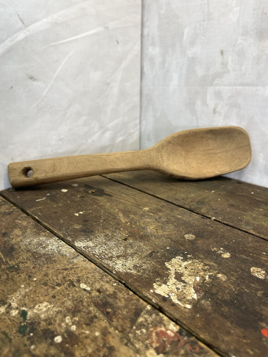 Antique Vintage Hand Carved Wood Spoon Farm Decor