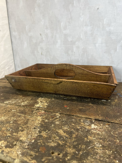 Antique Vintage Tapered Wood  Caddy With Handle