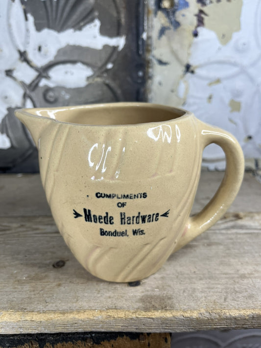 Antique Vintage Collectible USA Moede Hardware Creamer Bonduel Wi. Home Decor