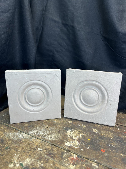 Antique Vintage Pair Of Tan Bullseye Plynth Blocks Architectural