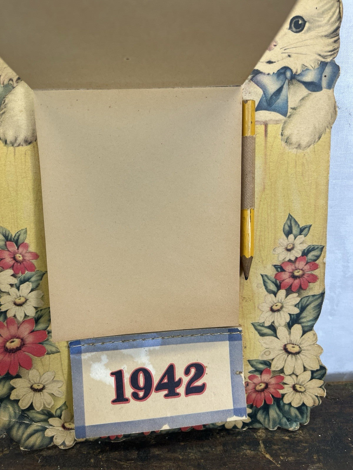  Vintage NOS 1942 Heavy Cardboard Kitty Calendar Collectible 