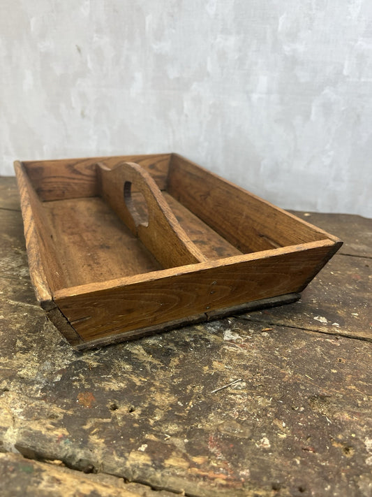 Antique Vintage Tapered Wood  Caddy With Handle