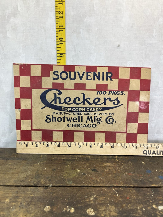 Vintage Souvenir Checkers Popcorn Candy Box Top Collectible 