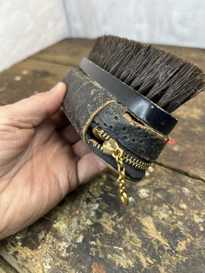 Vintage Leather Sewing Travel Kit W/Brush
