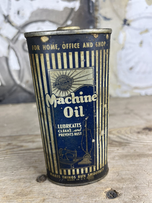 Vintage Collectible Mancave Home Decor Midway Chemical Machine Oil Tin