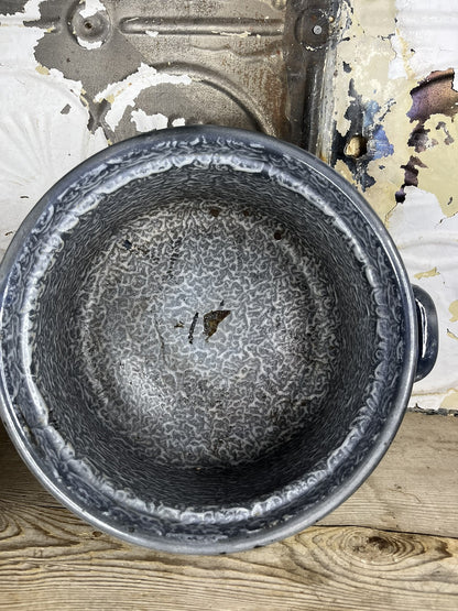 Antique Vintage Grey Enamelware Pan W/Cover Collectible Home Decor