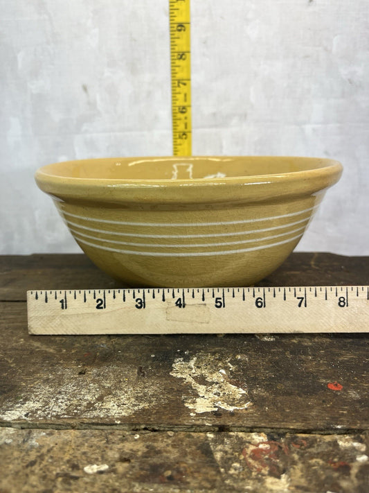 Antique Vintage McCoy 4 Band 8 1/2” Yellow Ware Bowl Collectible 