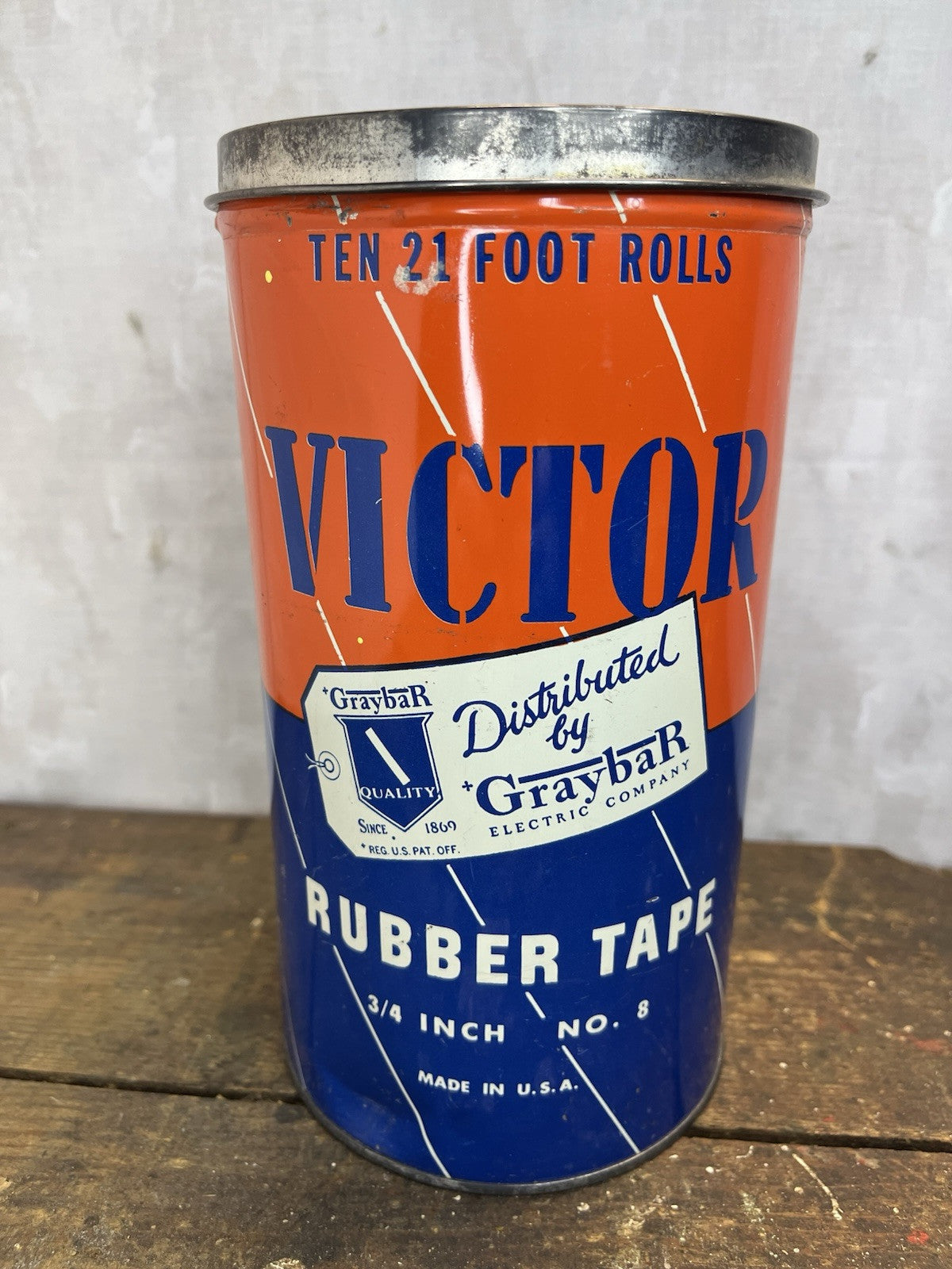 Vintage Collectible Mancave Victor Rubber Tape Tin
