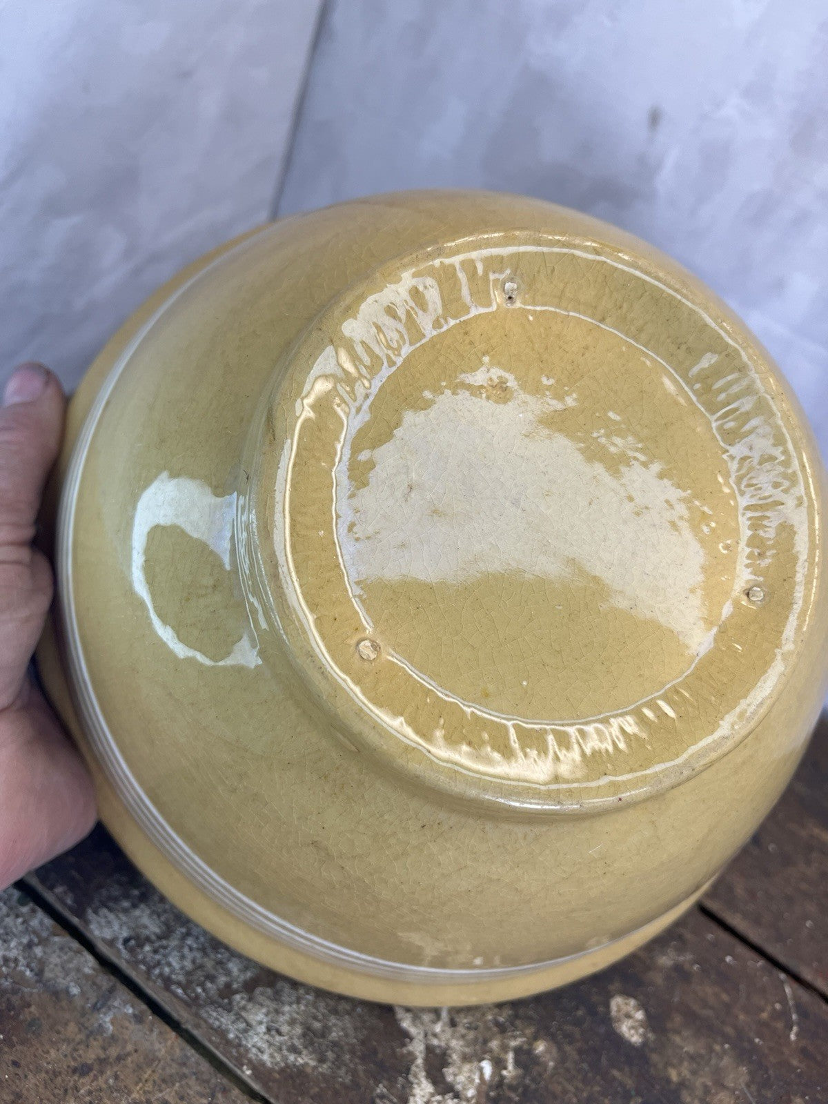 Antique Vintage McCoy 4 Band 8 1/2” Yellow Ware Bowl Collectible 