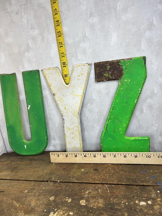 Vintage Metal Letters W/Patina Collectible Home Decor