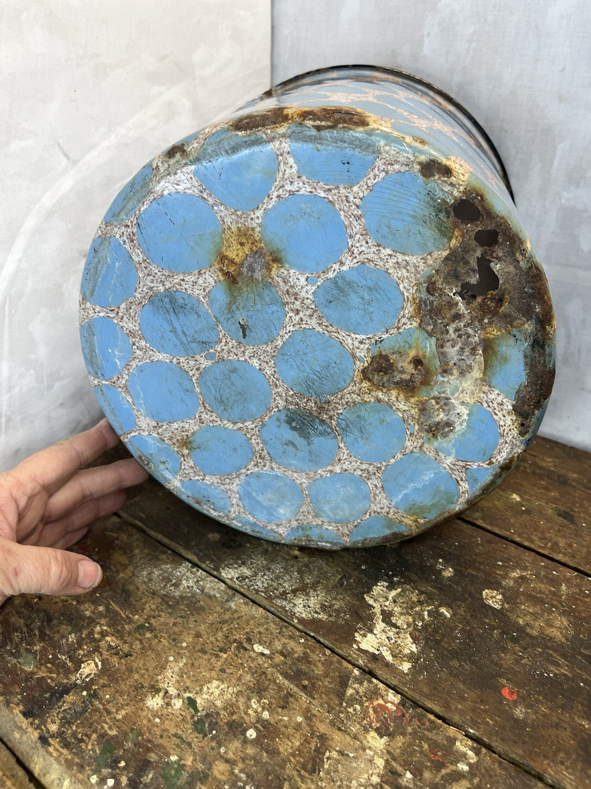 Vintage Collectible Very Rare Enamel Pot W/Patina