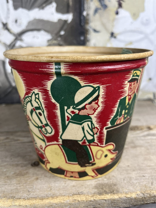 Vintage Waxed Cardboard Wolverine Supply Child’s Bucket Collectible 