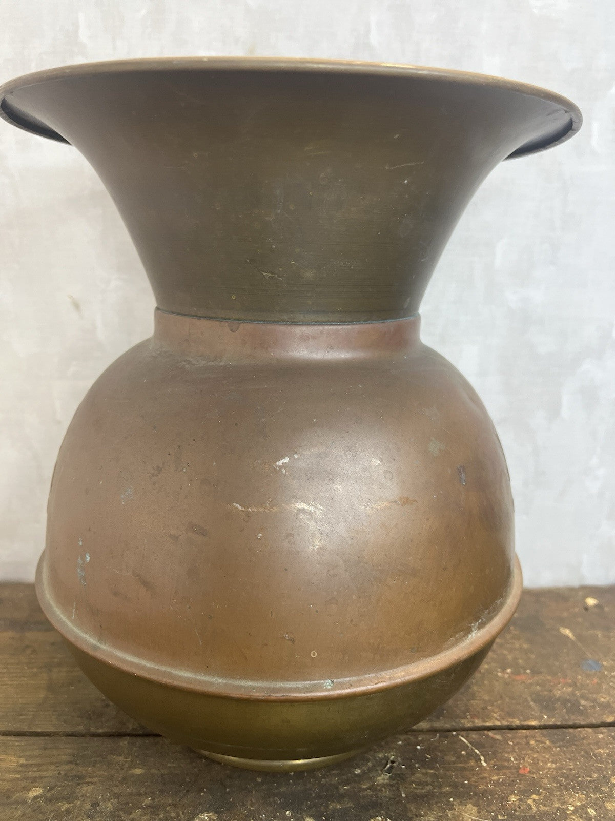 Vintage Collectible Mancave Double Sided Union Pacific Railroad Spittoon Brass