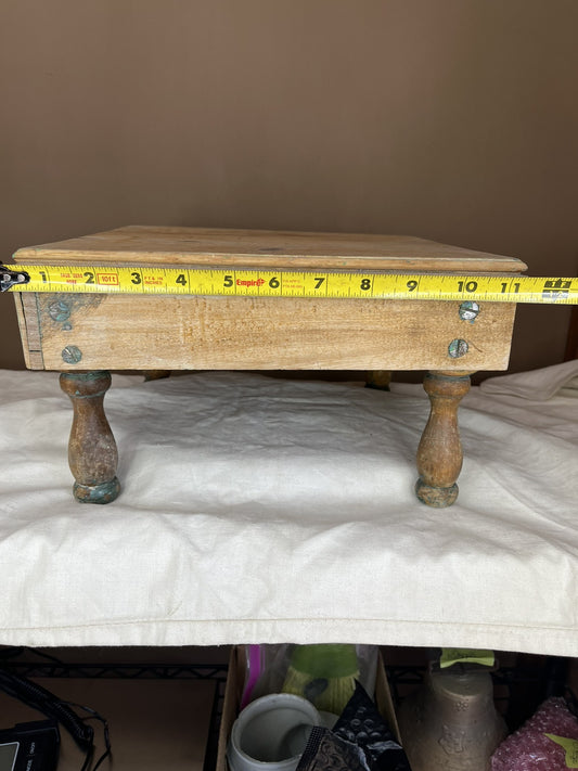 Antique Vintage Traces Of Green Paint Tuffet Footstool Riser Home Decor