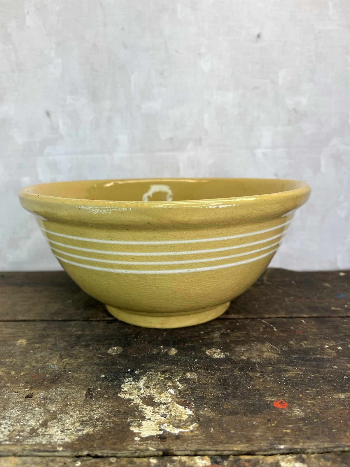 Antique Vintage McCoy 4 Band 8 1/2” Yellow Ware Bowl Collectible 
