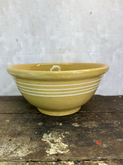 Antique Vintage McCoy 4 Band 8 1/2” Yellow Ware Bowl Collectible 