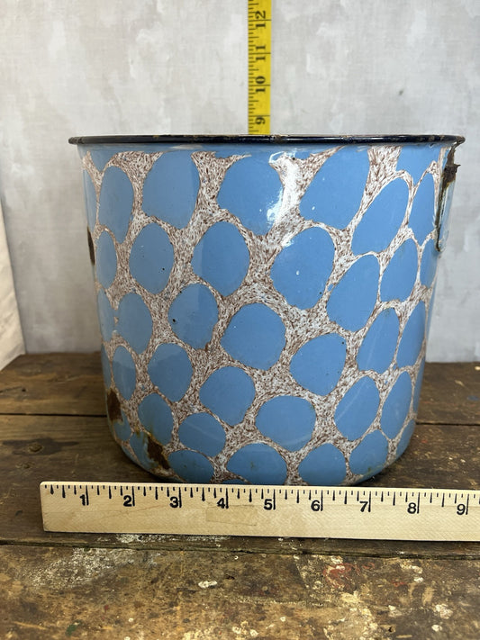 Vintage Collectible Very Rare Enamel Pot W/Patina