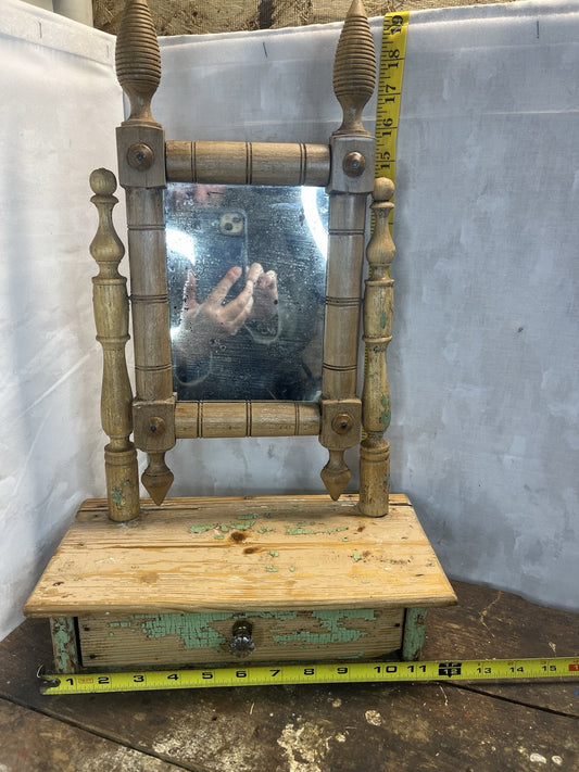 Primitive Antique Distressed Green Vanity Farm Home Decor