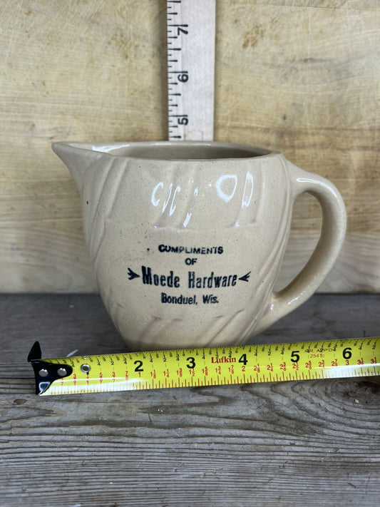 Antique Vintage Collectible USA Moede Hardware Creamer Bonduel Wi. Home Decor