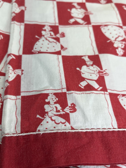  Vintage Farm Decor Red & White 31 1/2 By 31 1/2 Tablecloth 