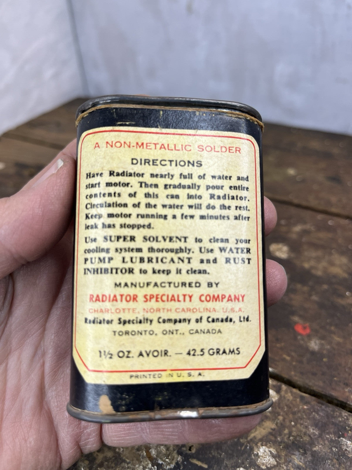Vintage Collectible Mancave Solder Seal Radiator Repair Tin