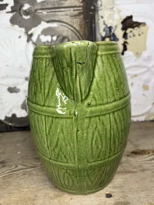 Antique Vintage Greenware Collectible Pitcher With Manufacturing Flaws Home Deco