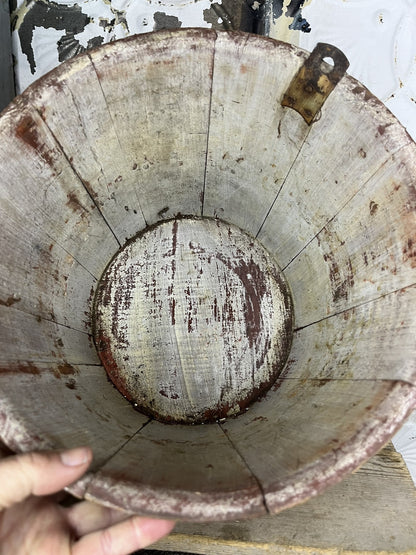 Primitive Antique Original Red Milk Paint Sap Bucket Home Decor Farm