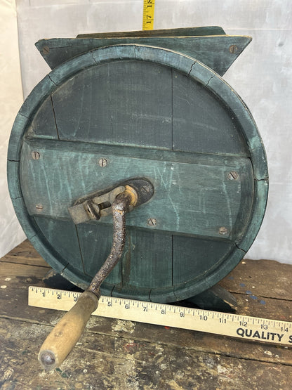 Primitive Antique Original Green Paint Butter Churn Home Decor