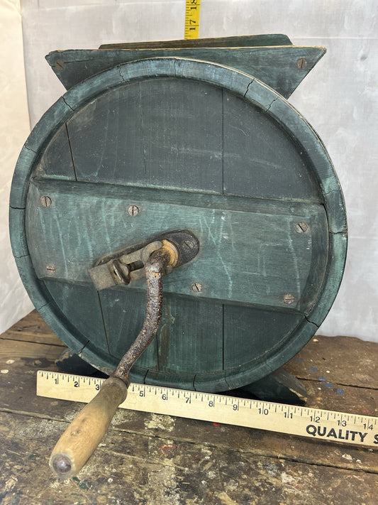 Primitive Antique Original Green Paint Butter Churn Home Decor