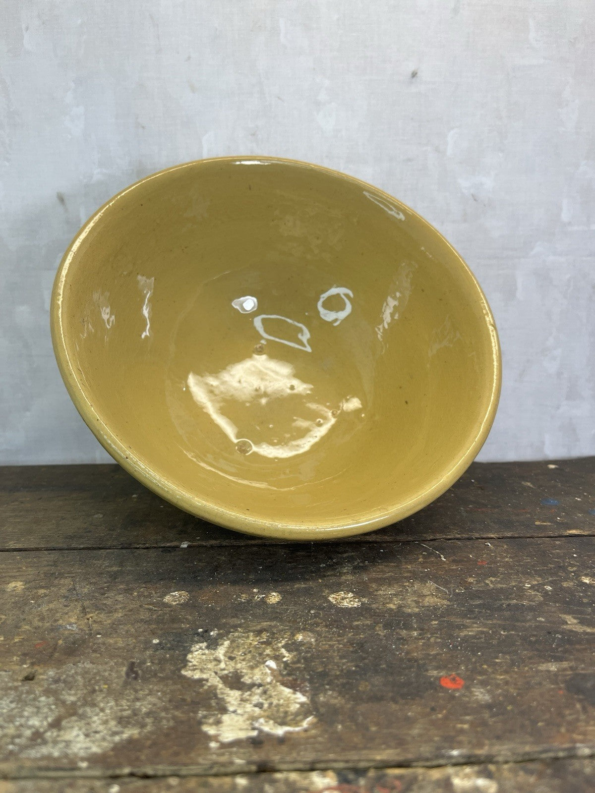 Antique Vintage McCoy 4 Band 8 1/2” Yellow Ware Bowl Collectible 