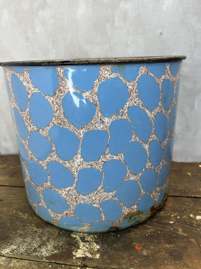Vintage Collectible Very Rare Enamel Pot W/Patina