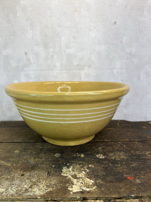Antique Vintage McCoy 4 Band 8 1/2” Yellow Ware Bowl Collectible 