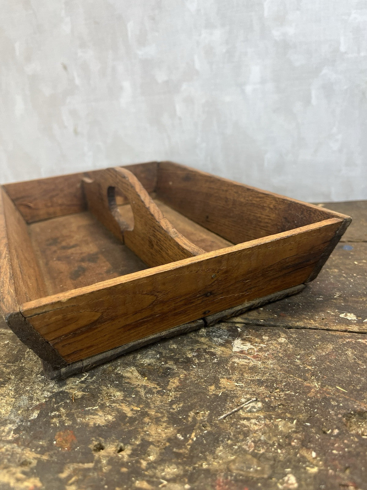Antique Vintage Tapered Wood  Caddy With Handle