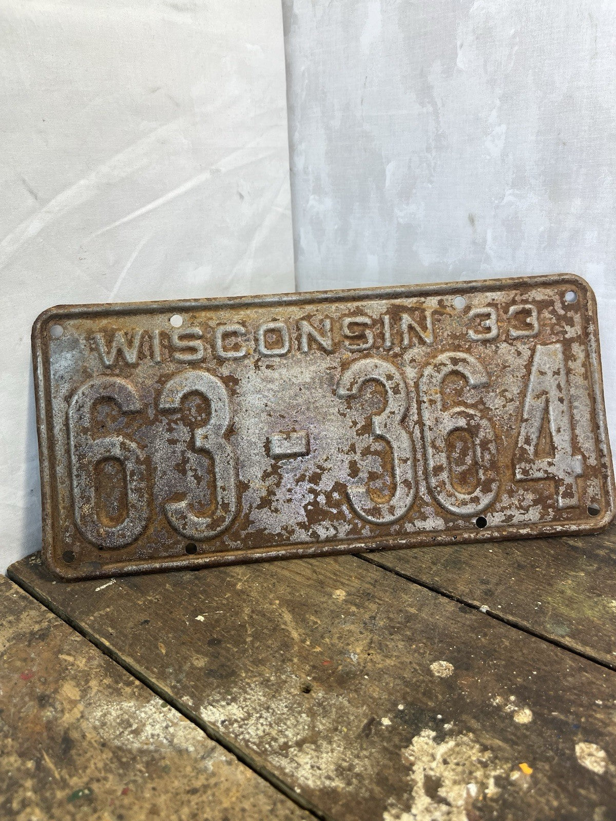 Vintage Collectible Mancave Wisconsin 1933 Pair Of  Vehicle Plates #1230