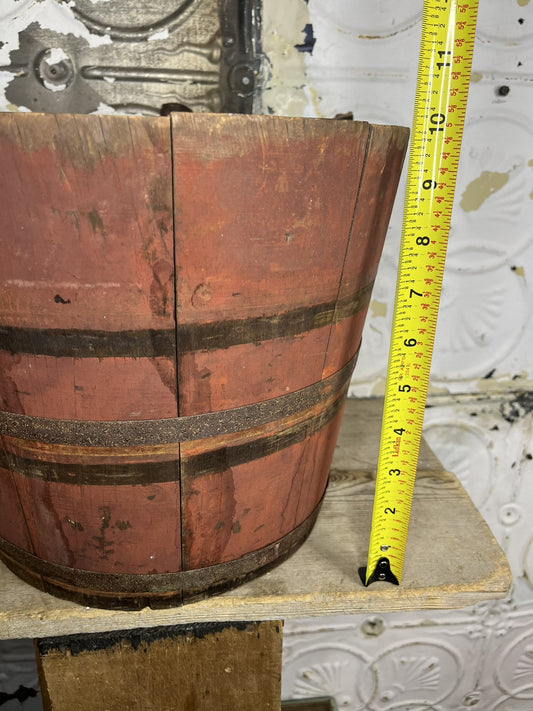 Primitive Antique Original Red Milk Paint Sap Bucket Home Decor Farm