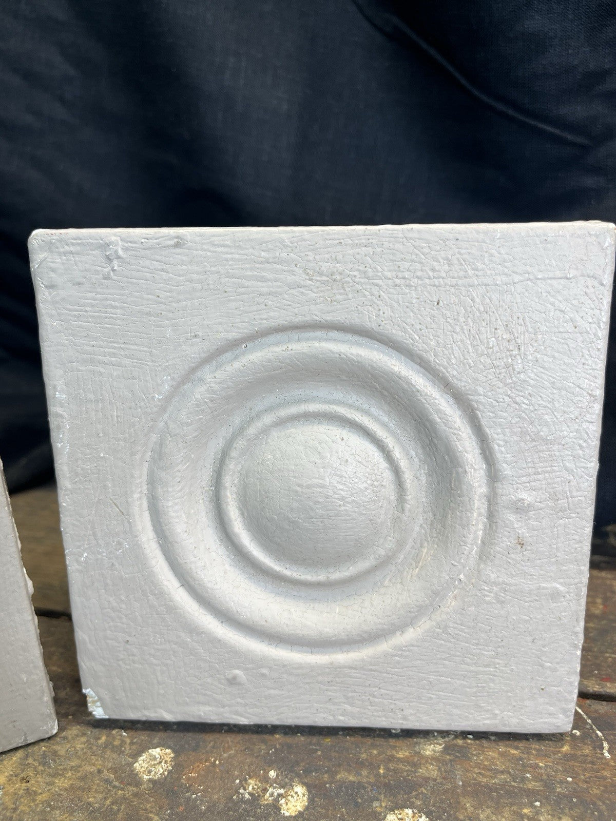Antique Vintage Pair Of Tan Bullseye Plynth Blocks Architectural