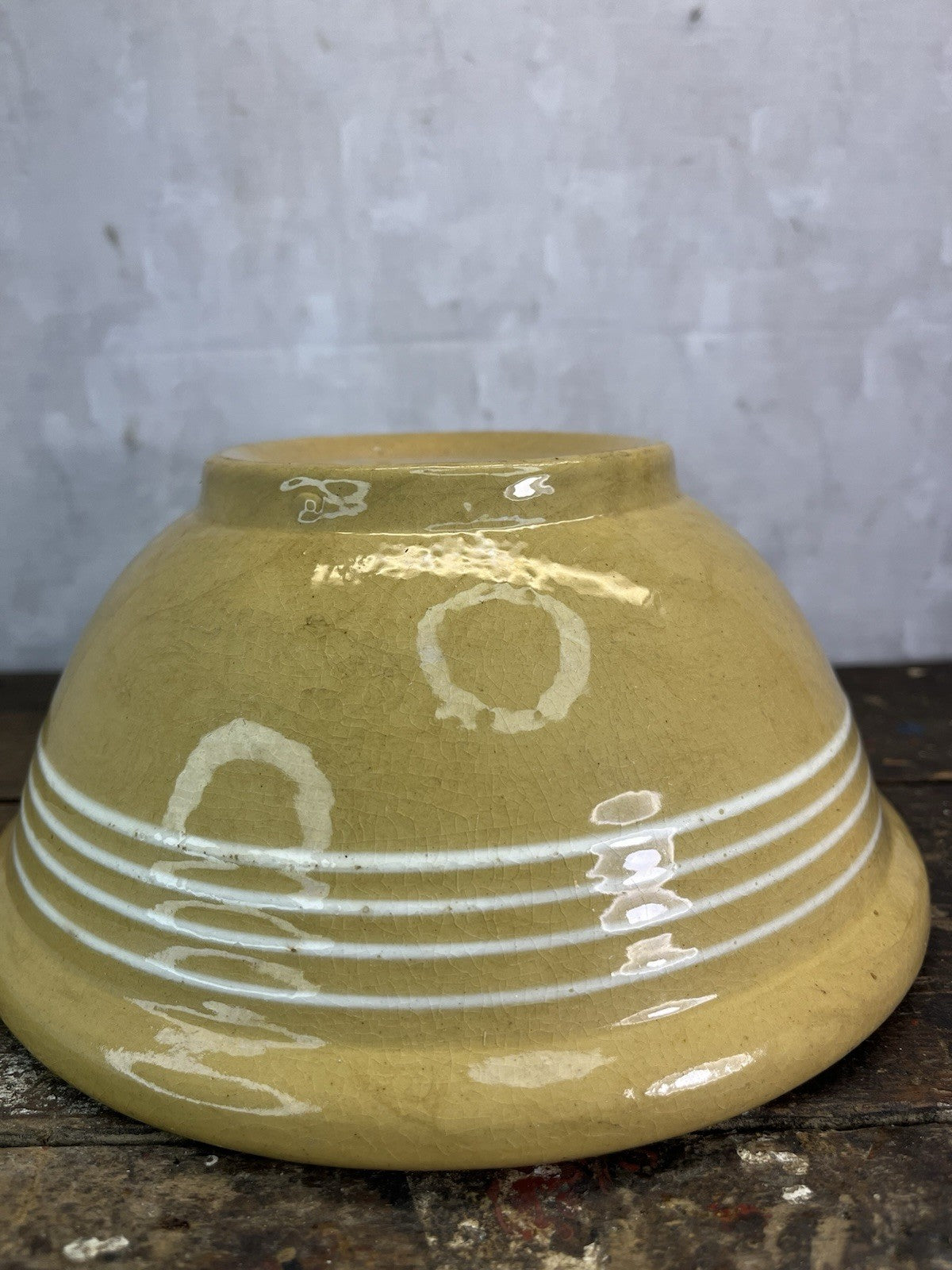 Antique Vintage McCoy 4 Band 8 1/2” Yellow Ware Bowl Collectible 