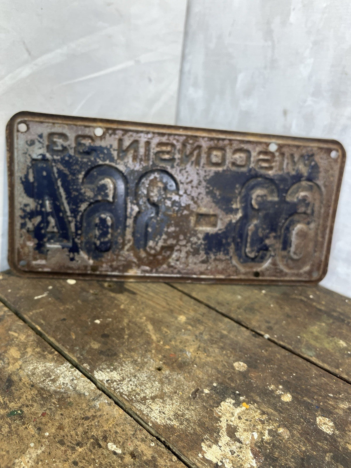 Vintage Collectible Mancave Wisconsin 1933 Pair Of  Vehicle Plates #1230