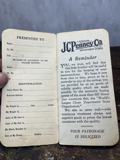 Antique Vintage Collectible Fon Du Lac Advertisement JC Penny Booklet 1924