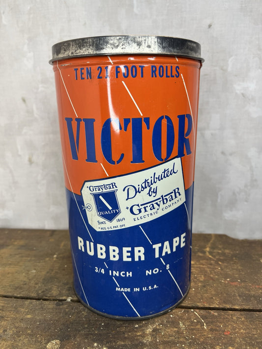 Vintage Collectible Mancave Victor Rubber Tape Tin